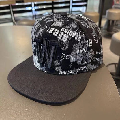 Herren-Baseballkappe mit Buchstabenstickerei, „Tide“, universell kombinierbar, flache Krempe; Damen-Sommer-Hip-Hop-Kappe, Outdoor-Sonnenkappe, verstellbare Schirmkappe