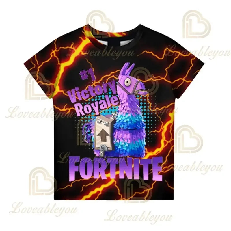 Battle Royale T-Shirt Fortnite T-Shirt Victory Cartoon-Oberteile Teenager-Kleidung Kinder Hero Game Fortress Night 3D Jungen Mädchen T-Shirt
