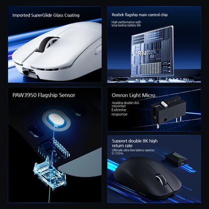 MCHOSE L7 Ultra+ mittelgroße/große Hand-Gaming-Maus E-Sports Paw3950 kabellos, drei Modi, leicht, Office-Dual-Drive-Computermaus