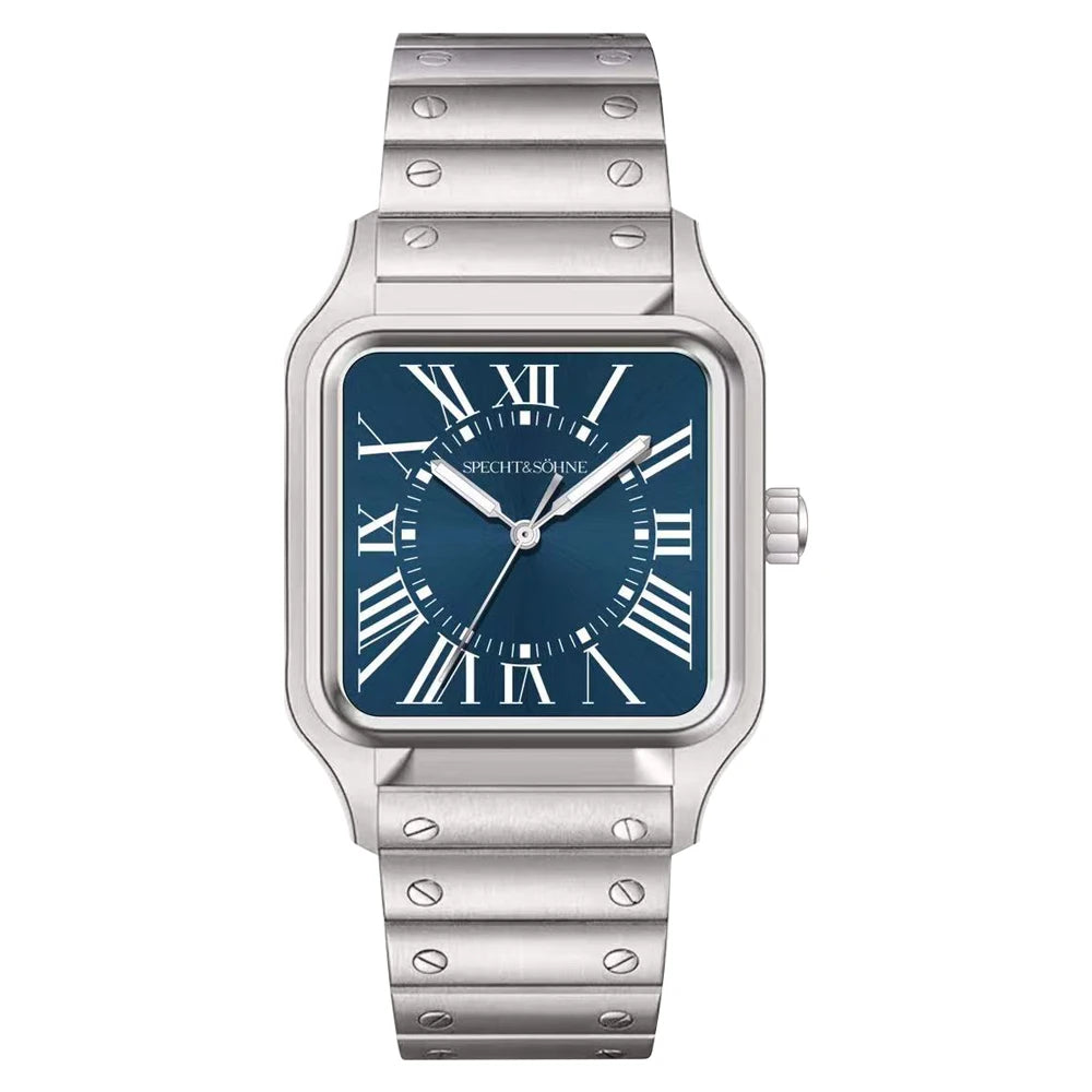 2025 New 34MM Specht & Söhne Quartz Watch Japan VH31 Movement Sapphire Blue Color Ultrathin Stainless Steel Men's Watch