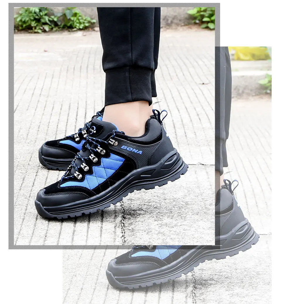 BONA 2023 New Designer Hiking Shoes Trekking Sneakers Men Walking Fishing Camping Jogging Shoes