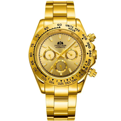 Automatic Watches for Men Mechanical Self Weind Gold Stainless Steel Glacier Ice Blue Chestnut Brown Bezel Reloj Hombre Baratos