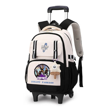 Fortnite Schüler-Rollrucksack mit großem Fassungsvermögen, wasserdichtem, leichtem Design, minimalistischer Laptop-Schultasche und lässiger Reisetasche