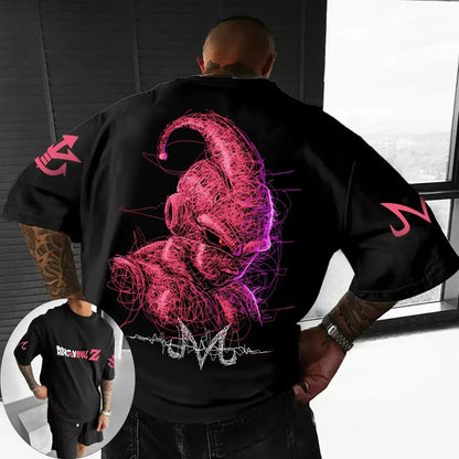 T-shirt oversize Dragon Ball Estate 2026 con cavo di alimentazione, Piccolo Goku, stampa artistica, casual neutro Y2K