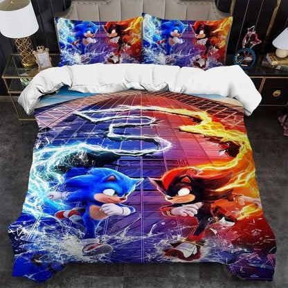 Cartoon Duvet Cover Set Bedding Soft Laundry Cotton S-Sonic-S Film H-Hedgehogs 2/3 Piece Set Four Seasons Student Dormitory