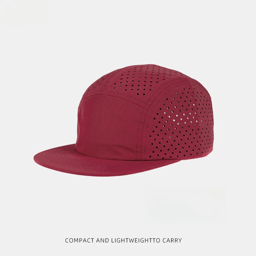 Quick-Dry 5 Panel Running Cap Laser Cut Perforated Breathable Sport Hat Ultra-Lightweight Soft Top Baseball Cap for Men Women