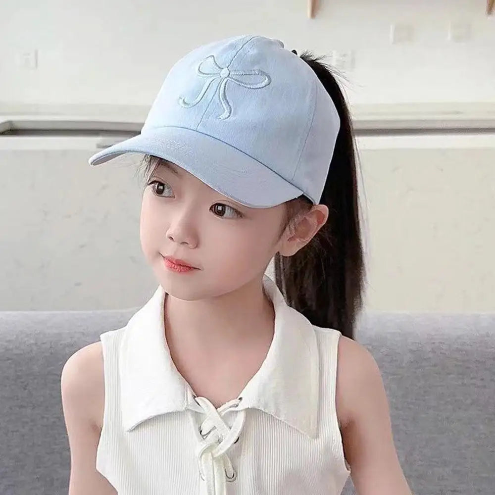 Fashion Kids Baseball Caps for Boys Girls Sun Hat Hollow High Ponytail Caps Children Sunshade Baseball Caps for age 4-12 Years