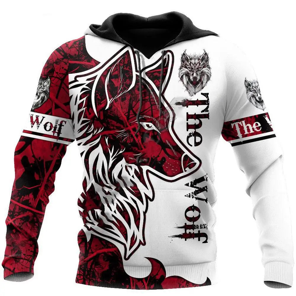 Hoodies de Outono com Leão e Lobo, Pele de Tigre Branco, Impressão 3D Integral, Sweatshirt de Homem Unissexo com Fecho, Casaco Casual de Pulôver