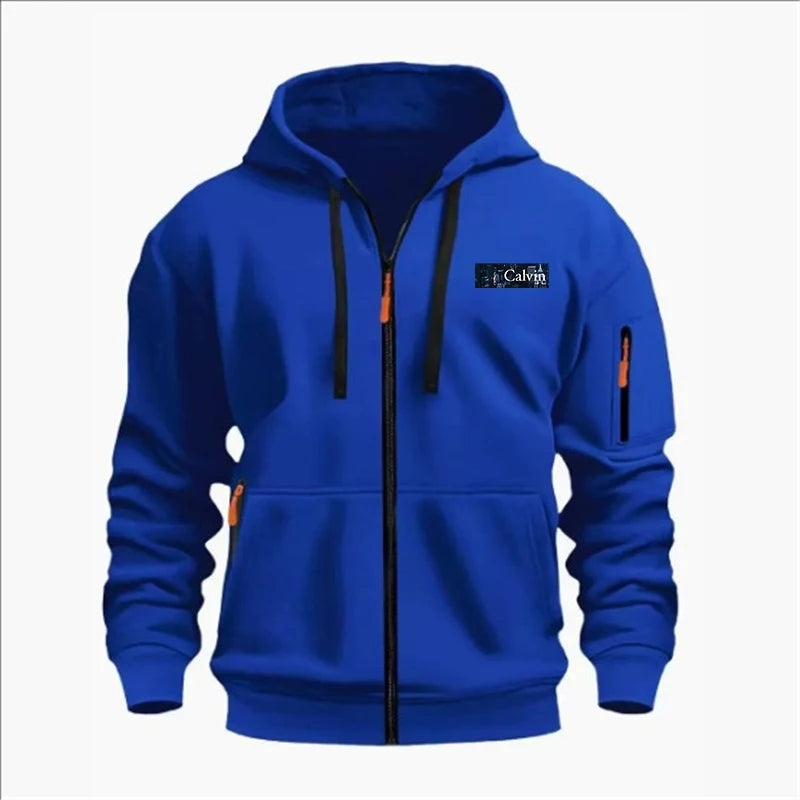 Men's Sweatshirts with Zipper Pockets Thin Solid Color Half Tracksuit Casual Outdoor Hooded Tracksuit Long Sleeves Jacket Coats