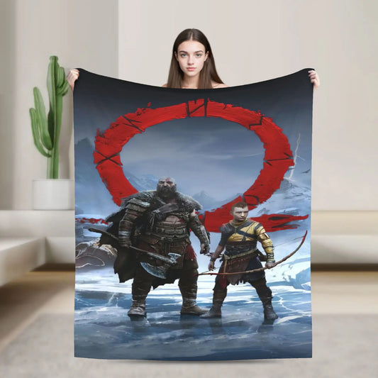 God of War Game Gamers Kratos Warm Blanket  Decorative Plush Throw Blanket Funny Couch Bed Flannel Bedspread Sofa Bed Cover