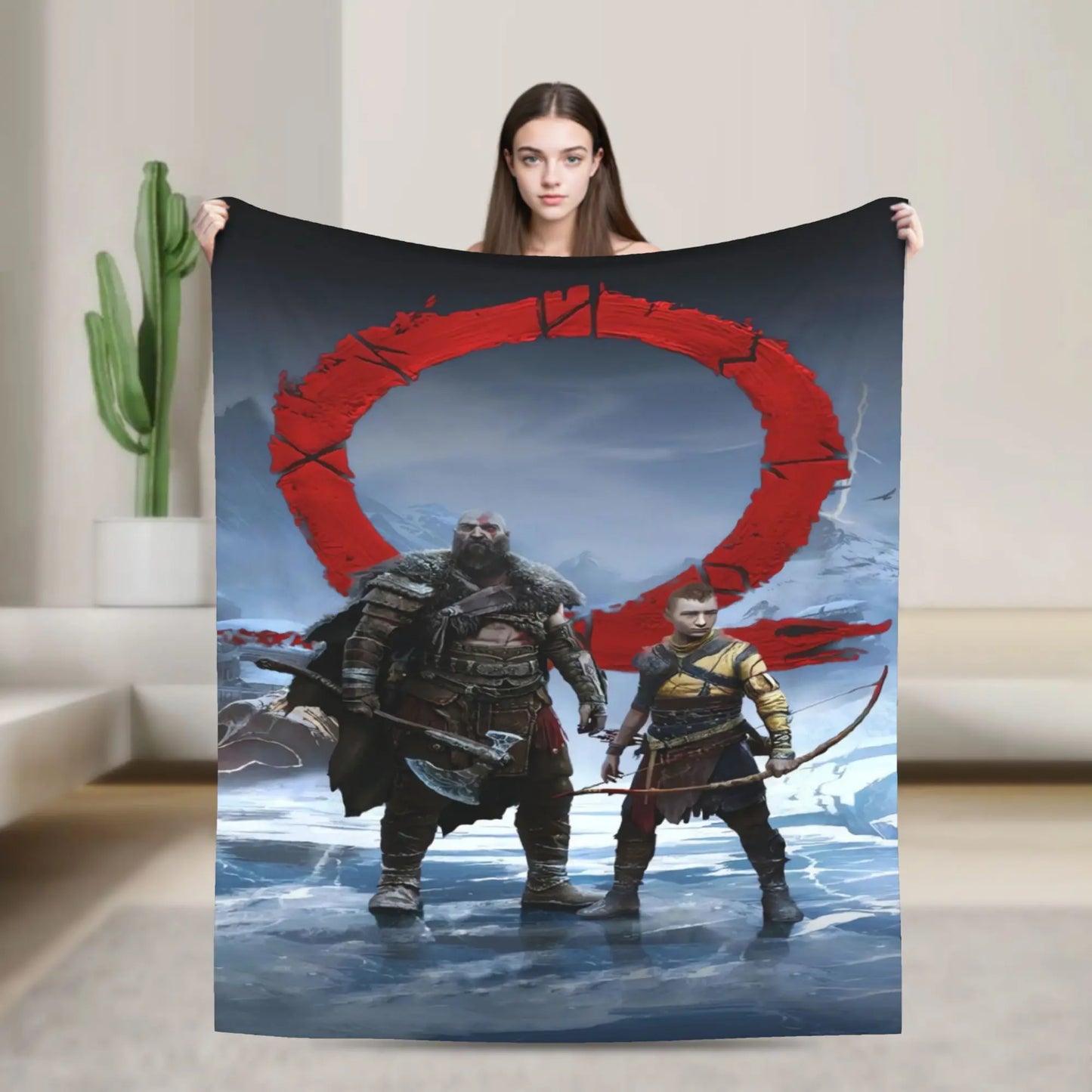 God of War Game Gamers Kratos Blanket Quality Super Soft  Throw Blanket Spring Decorative Couch Chair Sofa Bed Pattern Bedspread