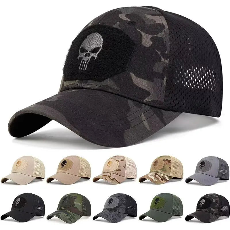 Unisex Skull Embroidered Top with Patch Breathable Baseball Caps Spring and Autumn Outdoor Adjustable Casual Hat Sunscreen Hat