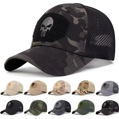 Unisex Skull Embroidered Top with Patch Breathable Baseball Caps Spring and Autumn Outdoor Adjustable Casual Hat Sunscreen Hat