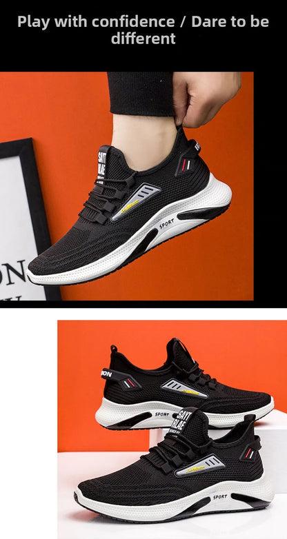 Hot Sale Of The Season New Men's Running Shoes Breathable Lightweight Knitted Lace-Up Sports Sneakers Fashionable Korean Styl...