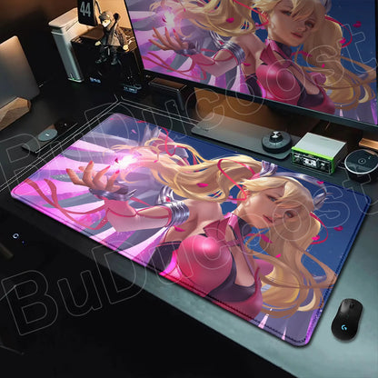 Tapete de rato gaming Overwatch Anime Girl grande XXL com impressão HD, base para teclado de computador, portátil e escritório, tapete de secretária em borracha macia 900x400 MM
