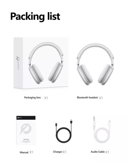 Auscultadores Sem Fios Picun F8MAX ANC com Cancelamento Ativo de Ruído Híbrido de 59dB, Áudio Espacial, Bluetooth 6.0, Over Ear, 180H