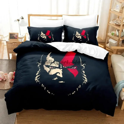 2023 Game God of War Bedding Set Single Twin Full Queen King Size Bed Set Aldult Kid Bedroom Duvetcover Sets Anime Bed Sheet Set