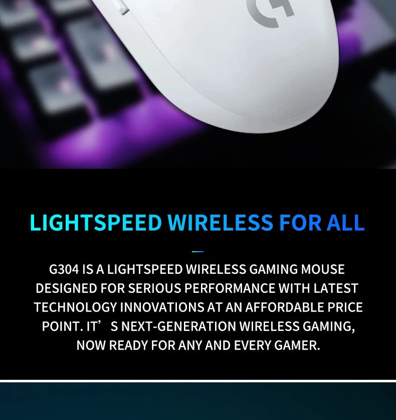 Logitech G305 wireless mouse, 12000 DPI, HERO sensor, 9-month battery life, sensitive hotkeys, suitable for casual gamers.