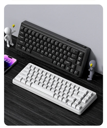 FREEWOLF M68SE Teclado Mini com Fio de 68 Teclas, Retroiluminação RGB, Type-C, Layout 68%, Compacto para Gaming, Escritório, PC e Portátil
