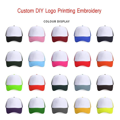 Custom Hat with Logo Printing Polyester Mesh Trucker Hat Adjustable Dad DIY Logo Baseball Cap for Men Women