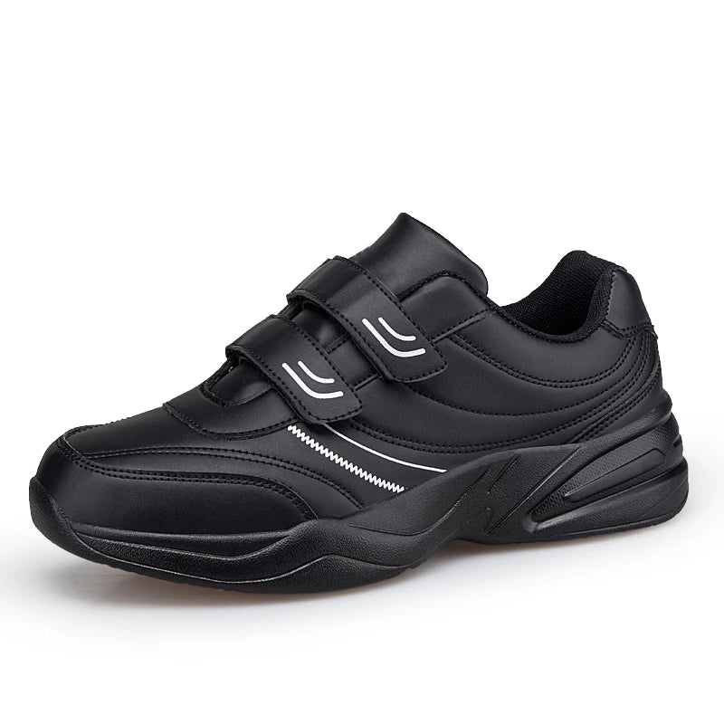 Férfi állítható tépőzáras bőr cipő, alkalmi sportcipő, fehér cipő, Masculino Zapatillas Deportivas Tenis