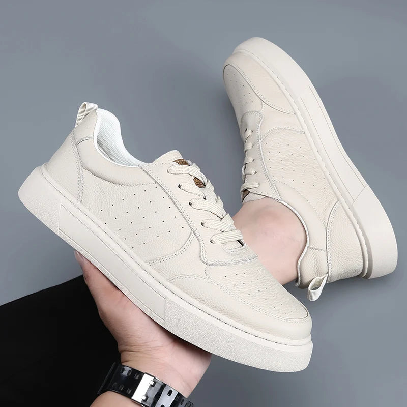 Sapatilhas DIMANYU para homem em pele genuína, novas para o verão de 2026, sapatos casuais para homem com plataforma, atacadores, estilo simples e moderno, respiráveis