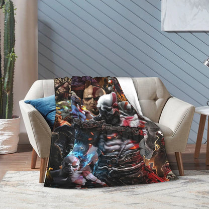 God of War Game Gamers Kratos Blanket  Decorative Flannel Bedding Throws For Couch Chair Sofa Bed Soft Bedspread Gift Idea