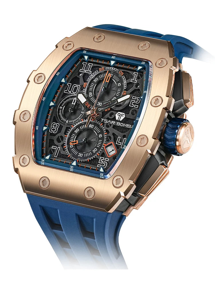 Reloj TSAR BOMBA New TB8204 para hombre, cronógrafo de cuarzo japonés, resistente al agua 50M, reloj de pulsera deportivo de moda, reloj masculino de lujo, regalo para hombre