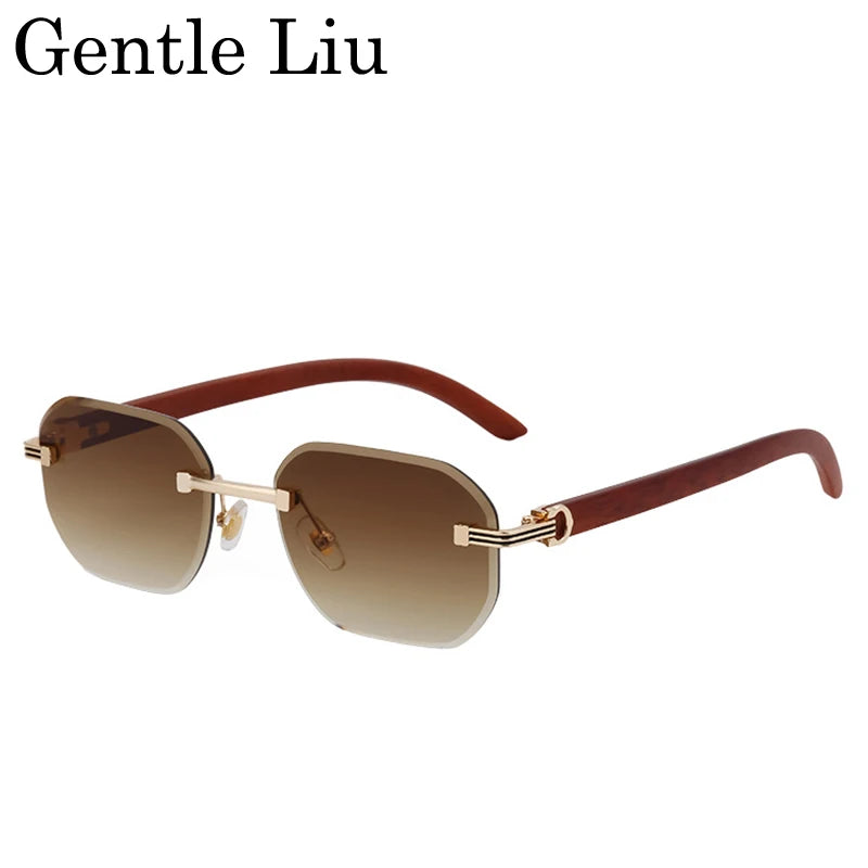 Vintage Square Rimless Sunglasses Men 2026 Luxury Brand Trendy Frameless Punk UV400 Eyewear Anti Blue Light Prescription Glasses