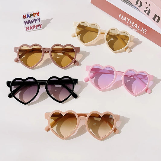 New Kids Cartoon Heart Sunflower Fruit Rabbit Ears Sunglasses Girls Boy Children Outdoor Round Polarized UV400 Sun Glasses