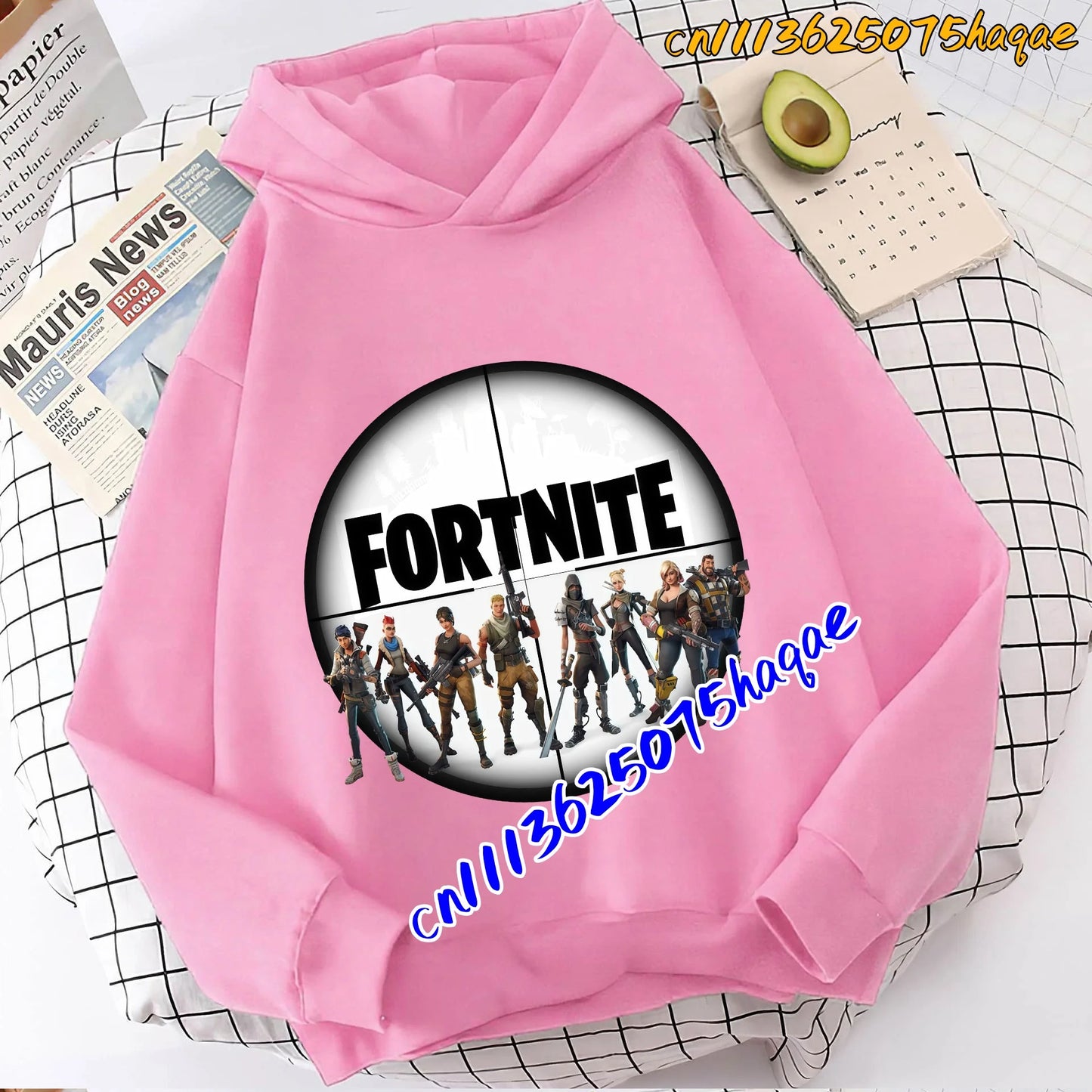 Hoodies infantis Fortnite com estampado do jogo, fato confortável de desenho animado, tops largos de manga comprida, roupa de outono/inverno