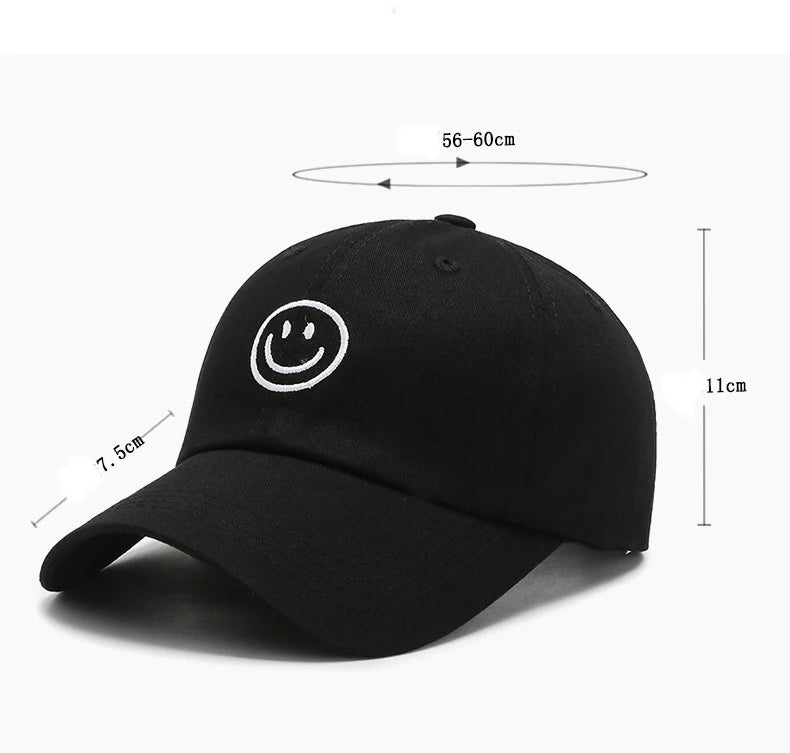 Four Seasons Cap, Polyester Cotton Embroidered Smiley, Lesbial Baseball Cap, Sunscreen Breathable Hat