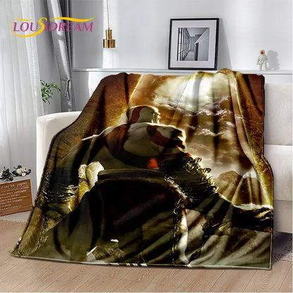God of War Game Gamers Kratos Soft Plush Blanket,Flannel Blanket Throw Blanket for Living Room Bedroom Bed Sofa Picnic Cover Kid