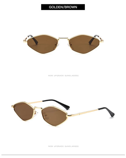 Fashion Female Small Frame Polygon Sunglasses Women Brand Designer Metal Frame Eyeglasses UV400 Protection Shades Oculos