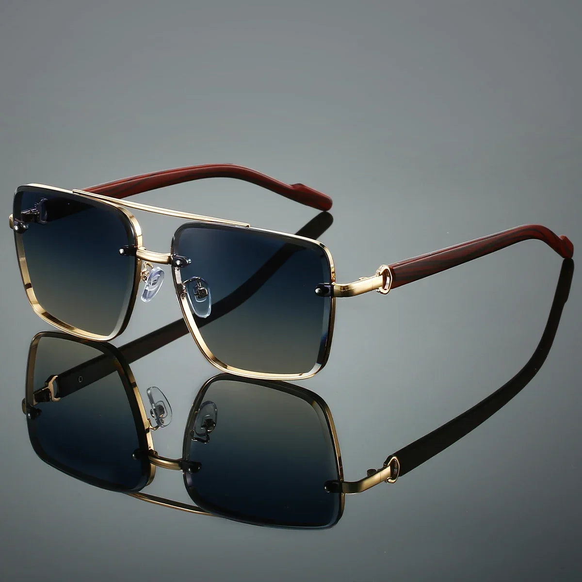 KAMMPT Fashion Retro Square Metal Shades Women's Original Brand Design Driving Sunglasses New Double Bridge Pilot Sun Glasses
