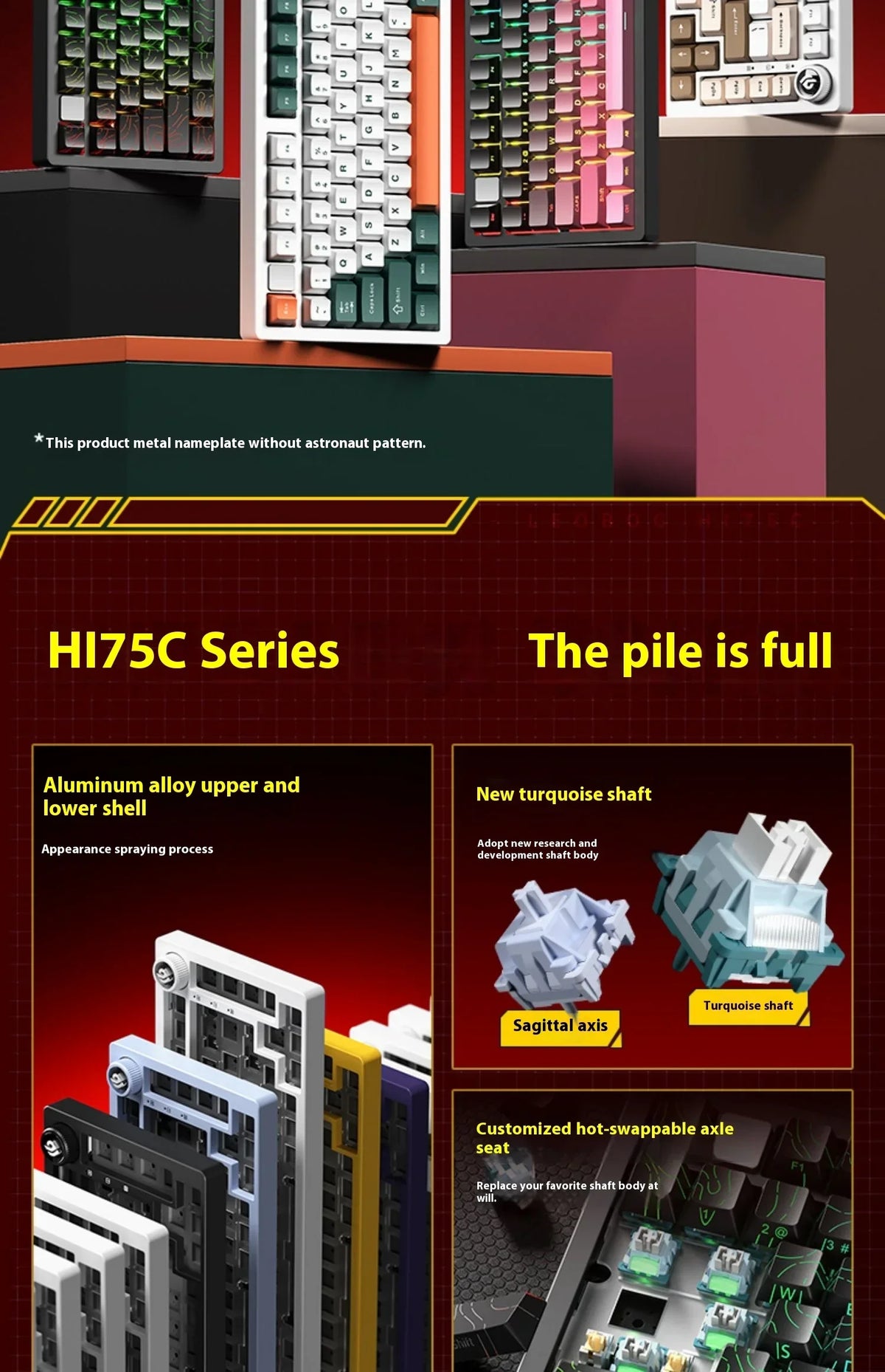LEOBOG Hi75C Mechanical Keyboard 3Mode/Wired kit Hot Swap With Knob RGB Aluminium Alloy Gasket Hi75C Keyboard Kit PC Custom Gift