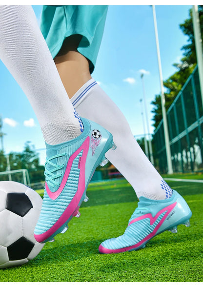 Nouvelles chaussures de football pour hommes, chaussures de sport d'extérieur, chaussures de football pour garçons, respirantes, confortables, crampons longs, chaussures d'entraînement pour adultes, antidérapantes
