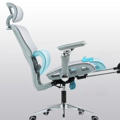 Chaise de bureau ergonomique pour ordinateur, fauteuil inclinable pour le bureau à domicile et le gaming, avec support lombaire réglable, appui-tête et accoudoirs en maille