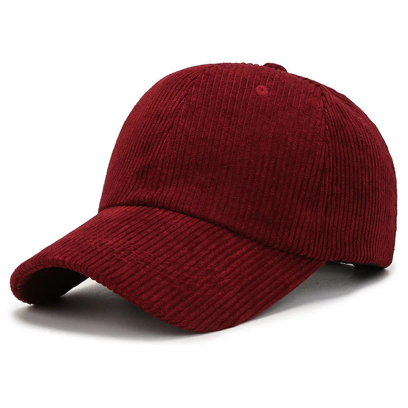 Corduroy Baseball Cap - Adjustable Snapback, Breathable Versatile Striped Casual Hat