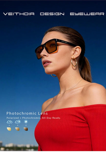 VEITHDIA Polarized UV400 Sunglasses Fashion Photochromic Gradient Mirror Lens Sports Driving Eyeglasses for Men And Women X7919