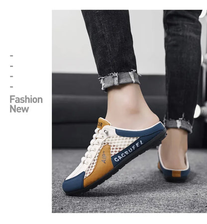 Slip-On-Sportschuhe für Herren mit Schnürung, atmungsaktivem Mesh, unisex, für Frühling und Herbst, niedrig geschnitten, flach, schnell und einfach anzuziehen