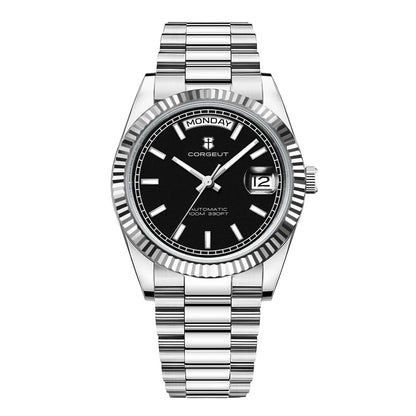 Luxuriöse Corgeut 36MM Herrenuhr ST1644 Automatische mechanische Armbanduhr mit Saphirglas Relogio Masculino 10BAR Day Swim Dress Watch