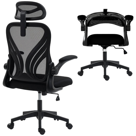 HOMCOM Chair Ergonomic desk, Mesh desk armchair with Foldable Fold, 2D Headrest, Bracing, Bracing, so