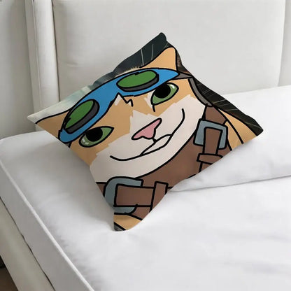 Capa de Almofada Quadrada Jetpack Cat O-Overwatch Gaming, Macia e Decorativa, para Sofá e Cama em Casa