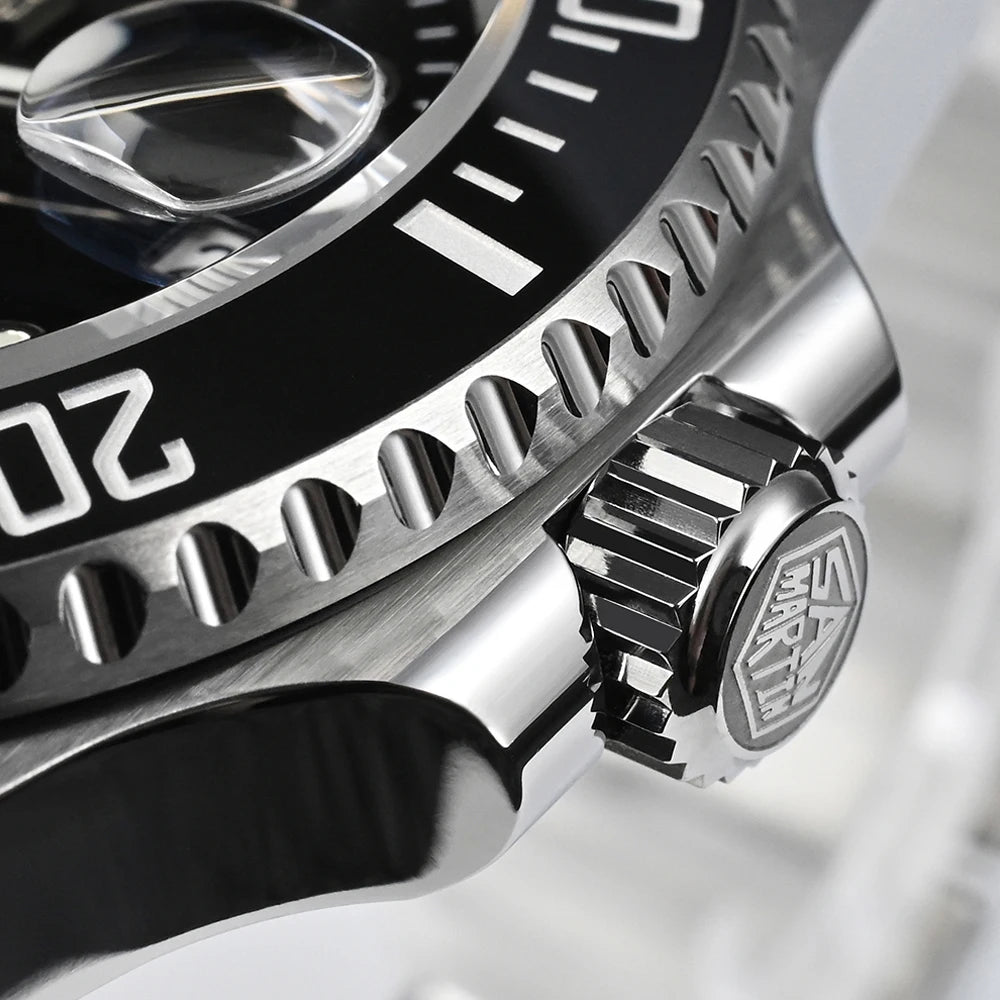 San Martin Watch New Upgraded Sub Men's PT5000 ST2130 Automatic Diving Watches with Ceramic Bezel 200m Waterproof Sapphire SN0017G
