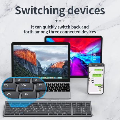 Tastiera wireless Bluetooth 5.0&3.0&2.4G FN+1/2/3 Dual-Mode 350mAh ultra sottile per laptop, PC, TV, iPad, Macbook e Android