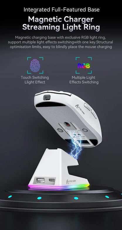 X6 Attack Shark Mouse RGB Touch Magnetic Charging Base Tri-Mode Connection Macro Pro Gaming Mouse