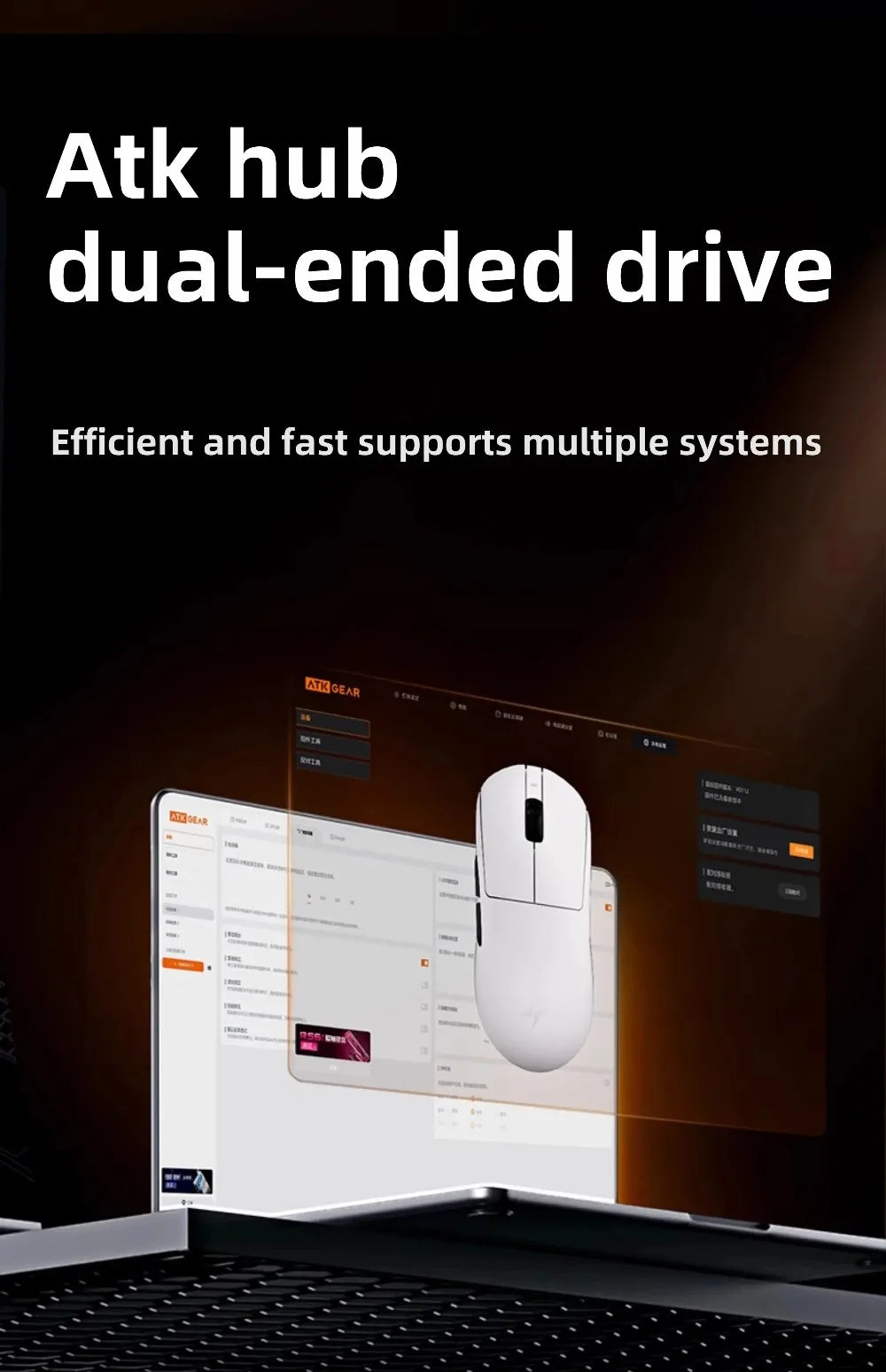 ATK Dragonfly A9 Wireless Bluetooth Mouse Gaming Ergonomic Design Fast Response PAW3950 Ultra 800mAh Lightweight 8KHz Esports