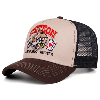 2025 Personalized New Breathable Mesh Hat STETSON Wolf Head Poker Truck Hat Outdoor Sports Sunshade Hat Street HipHop Hat Unisex