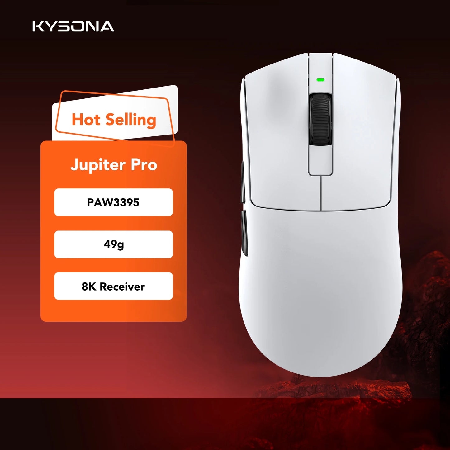 KYSONA Jupiter Series Gaming Mouse Wired Wireless Mice 8Khz PAW3950 Sensor Bluetooth 46g Rechargeable Web Driver For PC Laptop